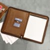 Gift Brown Office Conference Folder with Folding Strap - Customized with Logo & Name