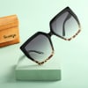 Brown Square Sunglasses with Personalized Case Online