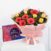 Bunch Of 10 Mix Flowers With Cadbury Celebrations Online