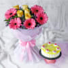 Bunch Of 10 Mix Flowers With Half Kg Pineapple Cake Online