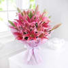 Gift Bunch of 10 Pink Oriental Lilies in Tissue