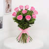 Gift Bunch of 10 Pink Roses with Whole Wheat Zucchini Chocolate Cake (Half Kg)