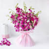 Buy Bunch of 10 Purple Orchids with 12 Inches Teddy