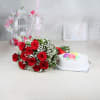 Gift Bunch of 10 Red Roses with Half Kg Vanilla Cake & 12 Inches Teddy