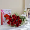Gift Bunch of 10 Red Roses with Teddy & Assorted Chocolates