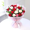 Gift Bunch Of 25 Mix Roses With 16pc Ferrero Rocher