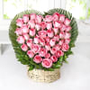 Gift Bunch of 35 Roses in Heart Shape with Teddy and Chocolates