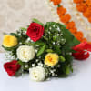 Gift Bunch of 6 Mix Roses With Gulab Jamun 1 Kg & Two Earthen Diyas