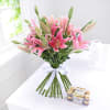 Bunch of 6 Pink Lilies with 16pc Ferrero Rocher Online