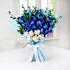 Gift Bunch of 6 White Roses & 6 Blue Orchids