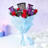 Bunch Of Vibrant Red Roses With Assorted Chocolate Bars Online
