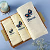 Gift Butterfly Personalized Cotton Embroidered Towels (Set of 3)