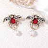 Buzz And Bloom Red Bee Metal Earrings Online