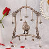 Gift Carved Oxidised White Metal Swinging Parrot Wind Chime