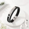 Gift Charming Black Watch And Personalized Faux Leather Bracelet