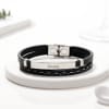 Buy Charming Black Watch And Personalized Faux Leather Bracelet