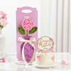 Charming Crochet Rose And Mother's Day Cake Combo Online