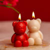 Buy Charming Red And White Teddy Bear Candles - Set Of 2