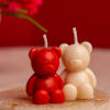 Shop Charming Red And White Teddy Bear Candles - Set Of 2