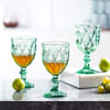 Gift Checked Chalice Wine Goblets - Green - Set Of 4