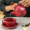 Gift Cherry Red Modern Design Tea Set for One
