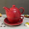 Shop Cherry Red Modern Design Tea Set for One