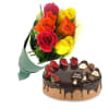 Choco Strawberry Cake with Mix Roses Online