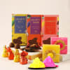 Chocolates And Herbal Colours Holi Gift Tray Online