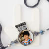 Gift Chota Bhai Personalized Metal Rakhi With Chocolate Bar