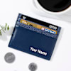 Buy Classic Genuine Leather Personalized Blue Wallet Set