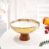 Classic Gold and White Ceramic Bowl With Wooden Stand Online