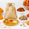 Classy Treats In Golden Potli Bhai Dooj Hamper Online