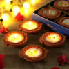 Clay Diya with Flower Petals (Set of 4) Online