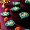 Gift Clay Diyas With Pearls - Set Of 8