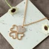 Gift Clover of Hearts Studded Pendant Necklace