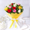Buy Colorful Assorted Roses Flower Bouquet with Pineapple Cake (Eggless) (Half Kg)