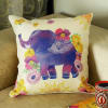 Buy Colorful Elephant & Flower Design Jute Cushion (Set Of 2)