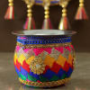 Gift Colorful Fabric Work Karwa Chauth Thali Set