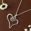 Gift Contemporary Heart Shaped Silver Polish Pendant Necklace