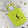 Cosmic Sign - Pop Green Personalized Canvas Tote Bag With Sling - Gemini Online
