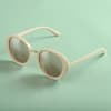 Gift Cream Round Sunglasses with Personalized Case