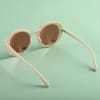 Buy Cream Round Sunglasses with Personalized Case