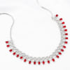 Gift Crimson Elegance - Ruby Red Drop CZ Necklace with Earrings