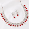 Crimson Elegance - Ruby Red Drop CZ Necklace with Earrings Online