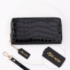 Croco Print Zip-Around Women's Wallet - Personalized - Midnight Black Online
