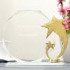 Gift Crystal Trophy with Fibre Work - Customized with Company Name & Message