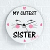 Buy Cutest Sister Ever Round Clock With Wooden Stand