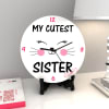 Cutest Sister Ever Round Clock With Wooden Stand Online