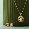CZ and Pearl Round Pendant and Earrings Set Online