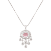 Buy CZ Necklace With Pendant And Drop Earring Set - Pink